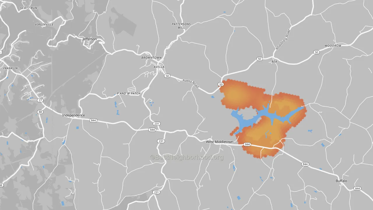Bike Grade map of 15312, PA
