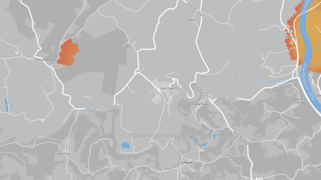 Bike Grade map of 15315, PA