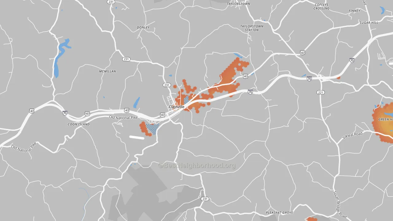 Bike Grade map of 15323, PA