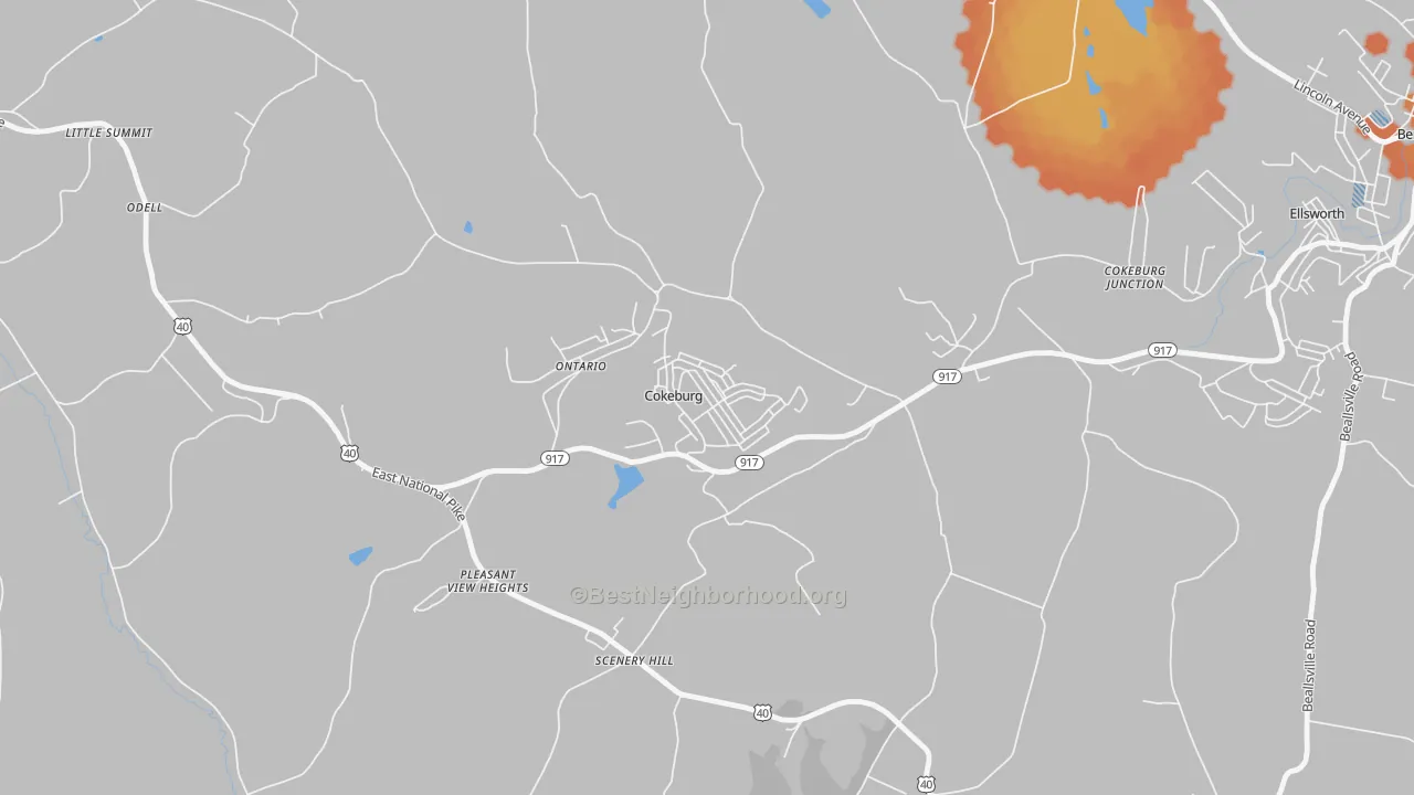 Bike Grade map of 15324, PA