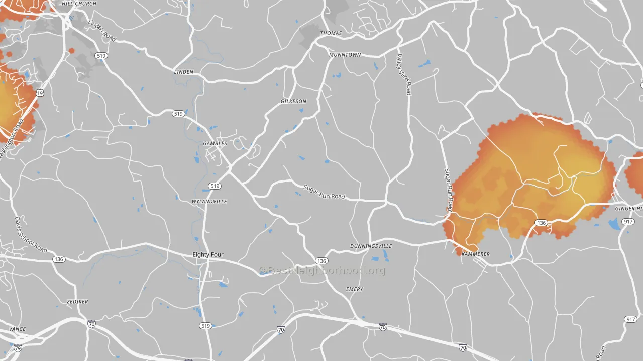 Bike Grade map of 15330, PA
