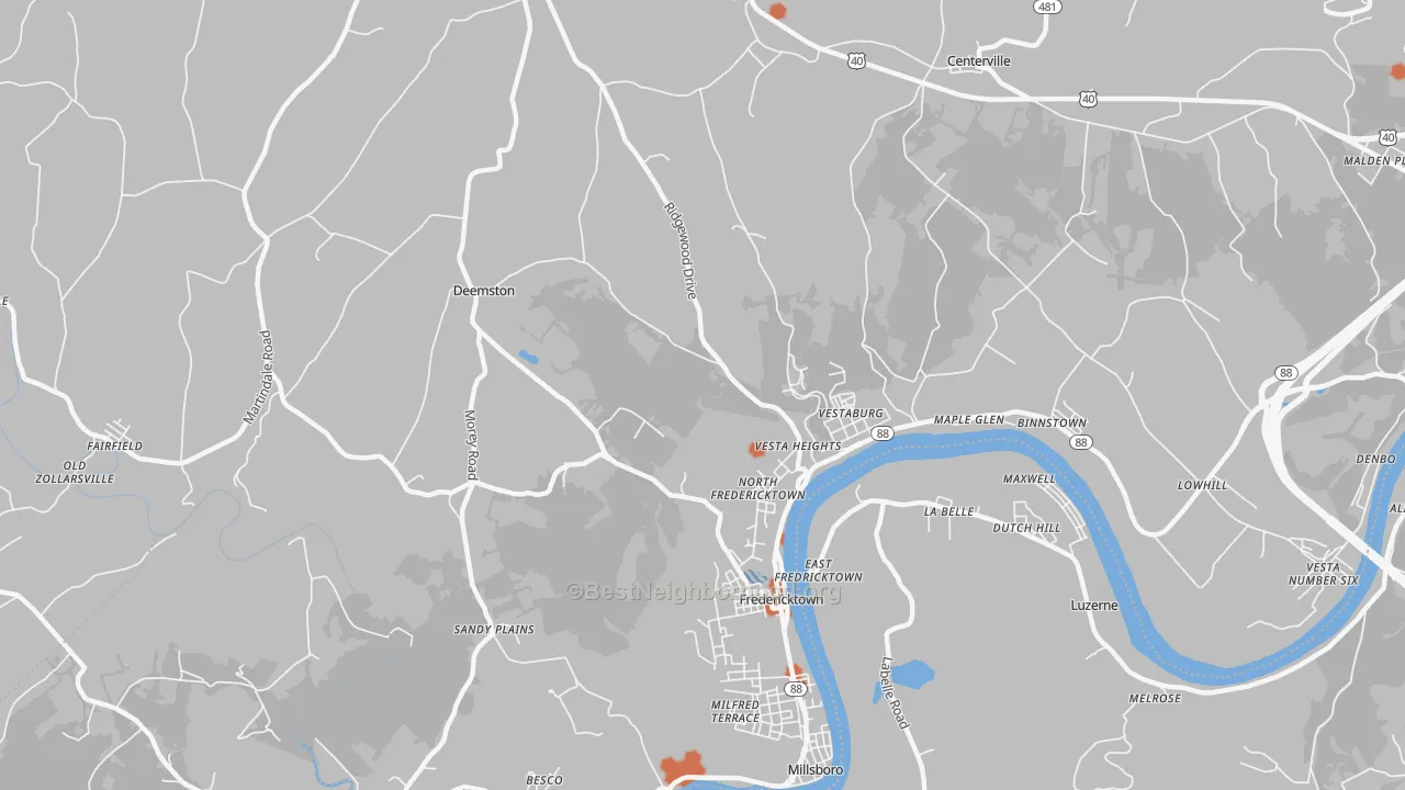 Bike Grade map of 15333, PA