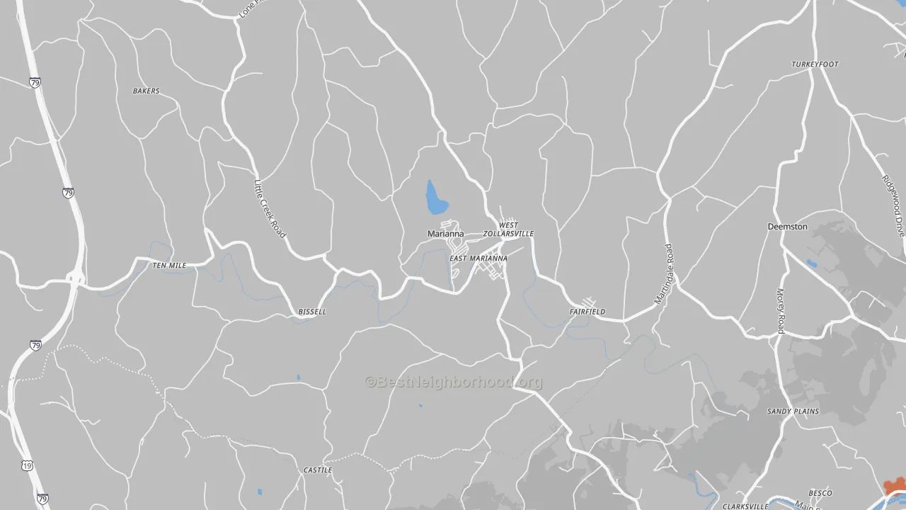 Bike Grade map of 15345, PA