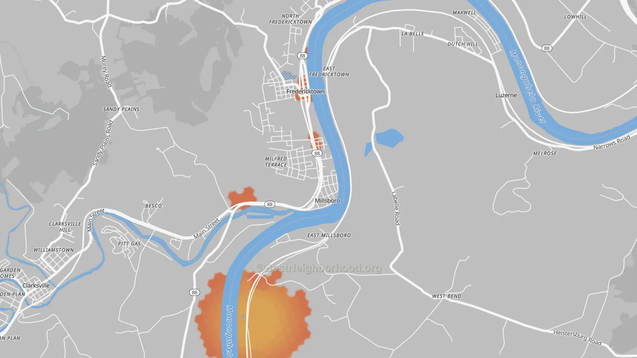 Bike Grade map of 15348, PA