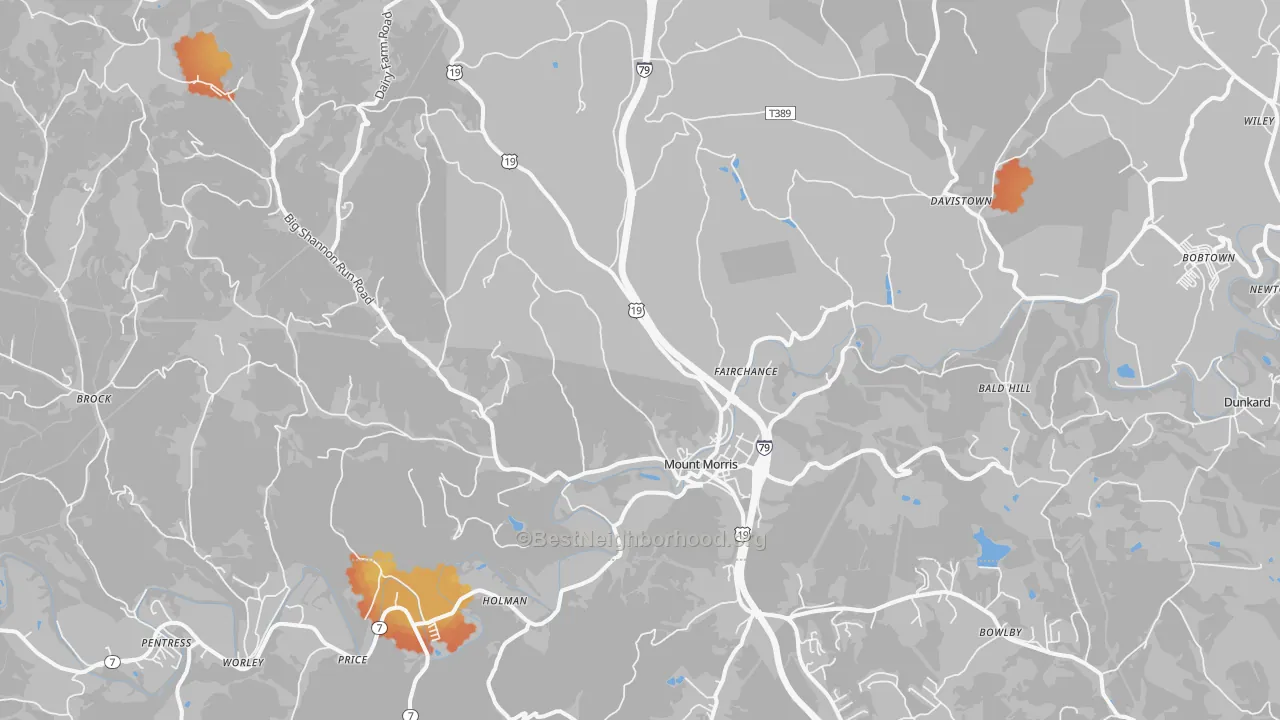 Bike Grade map of 15349, PA