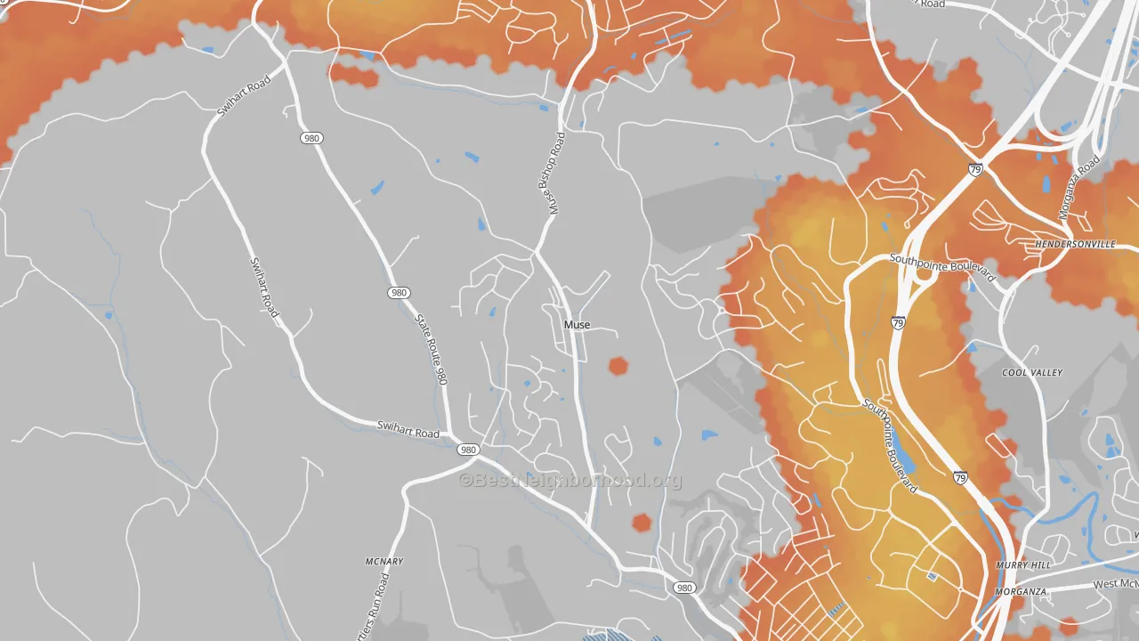 Bike Grade map of 15350, PA