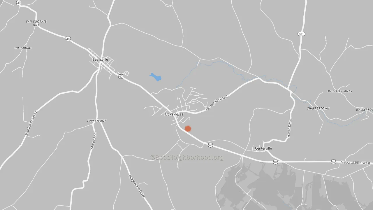 Bike Grade map of 15358, PA