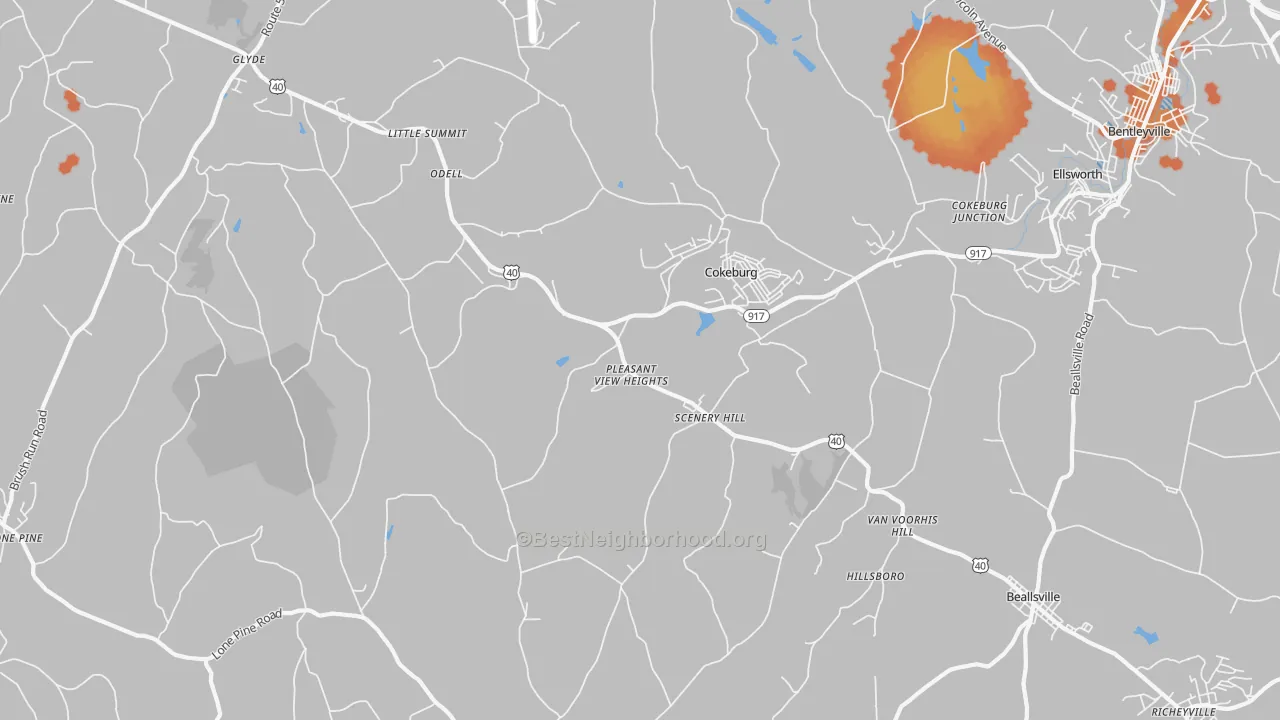 Bike Grade map of 15360, PA