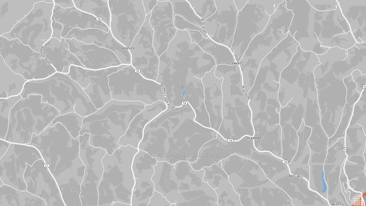 Bike Grade map of 15364, PA