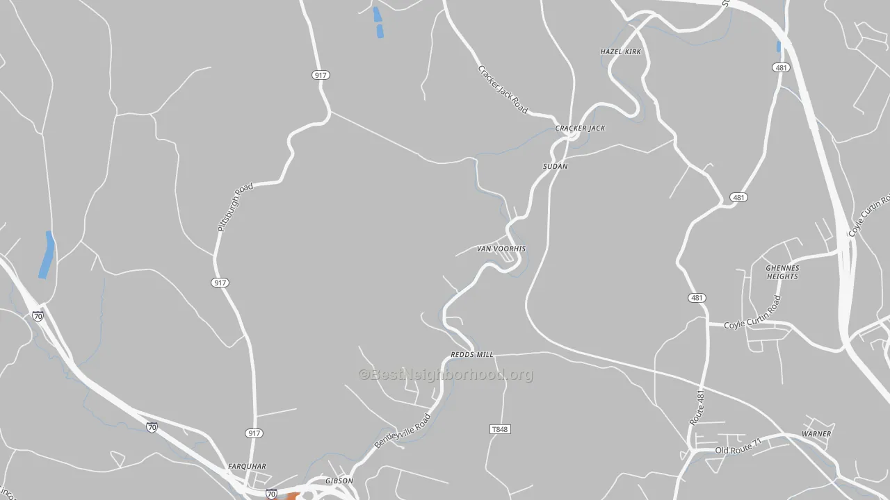 Bike Grade map of 15366, PA