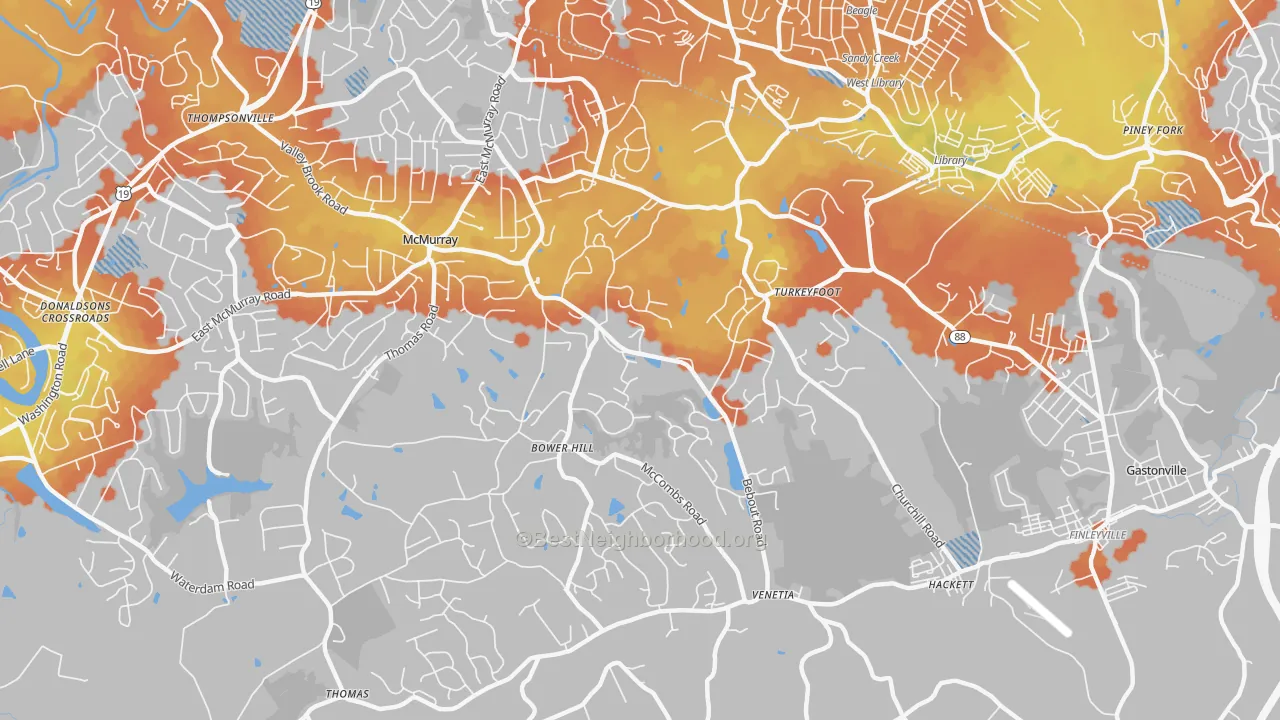 Bike Grade map of 15367, PA