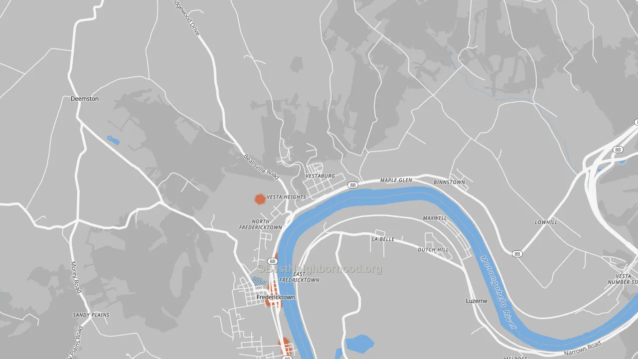 Bike Grade map of 15368, PA