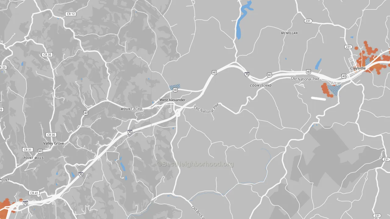 Bike Grade map of 15376, PA