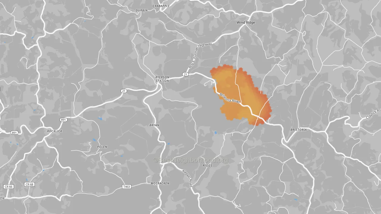 Bike Grade map of 15380, PA