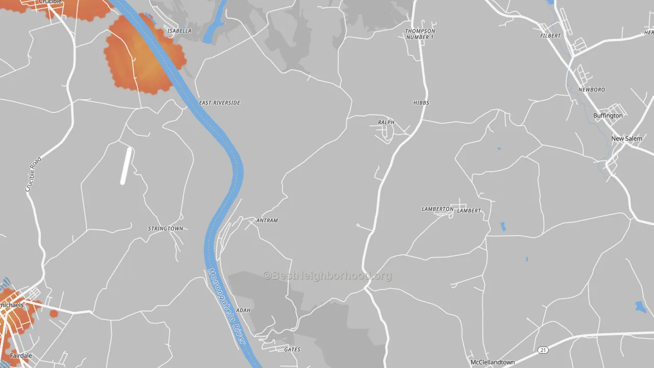 Bike Grade map of 15410, PA