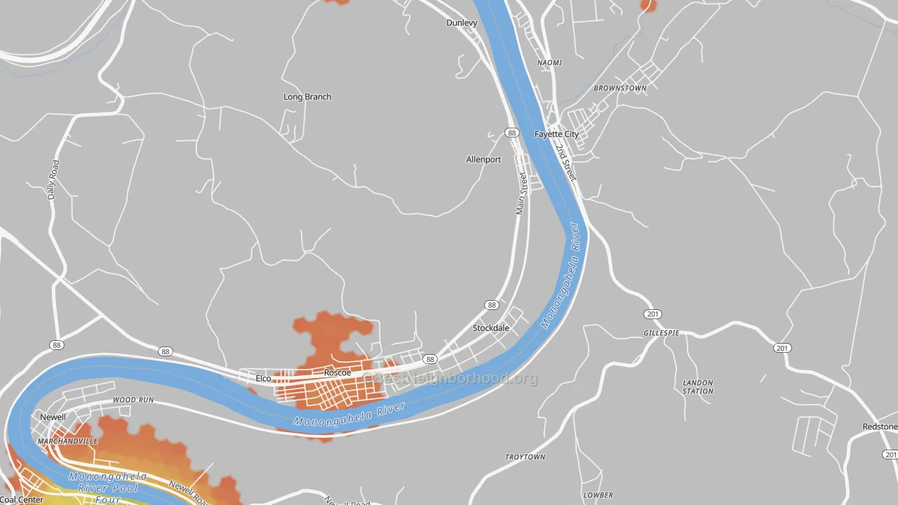 Bike Grade map of 15412, PA