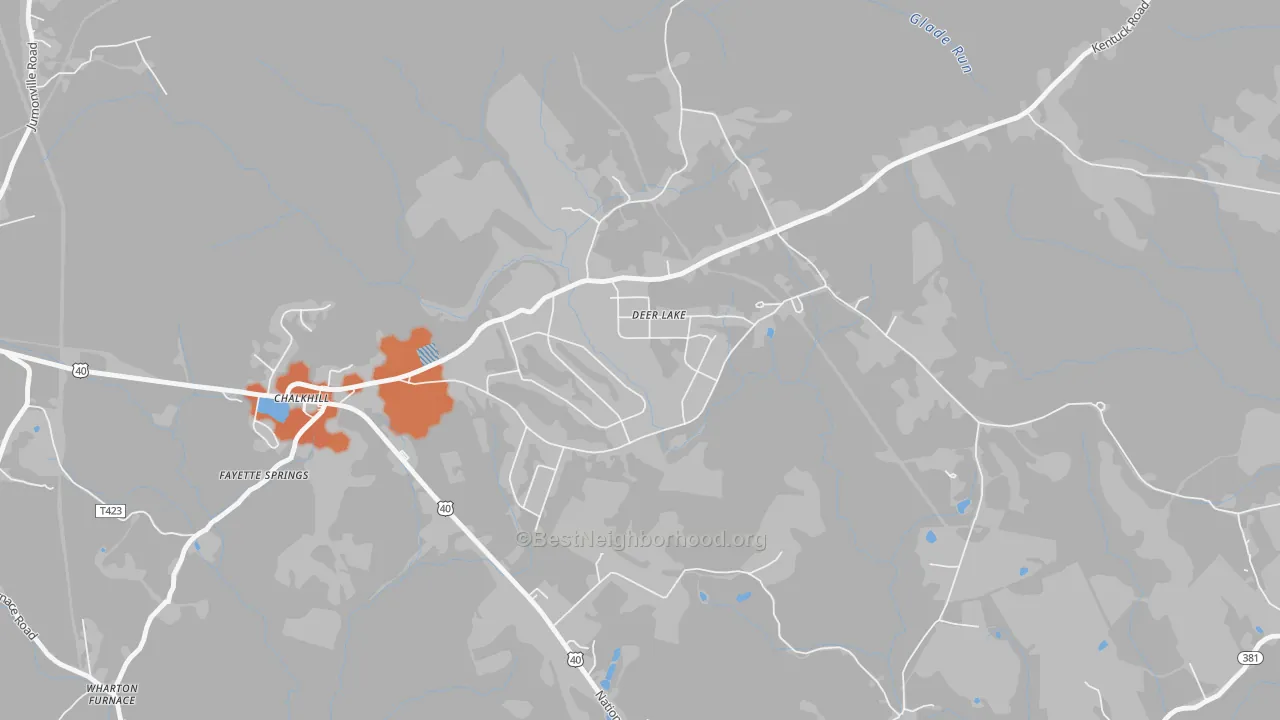 Bike Grade map of 15421, PA