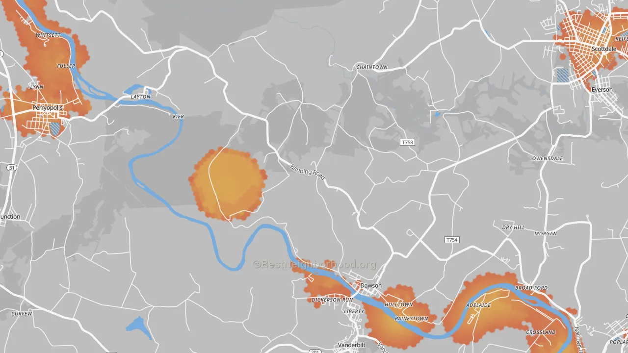 Bike Grade map of 15428, PA