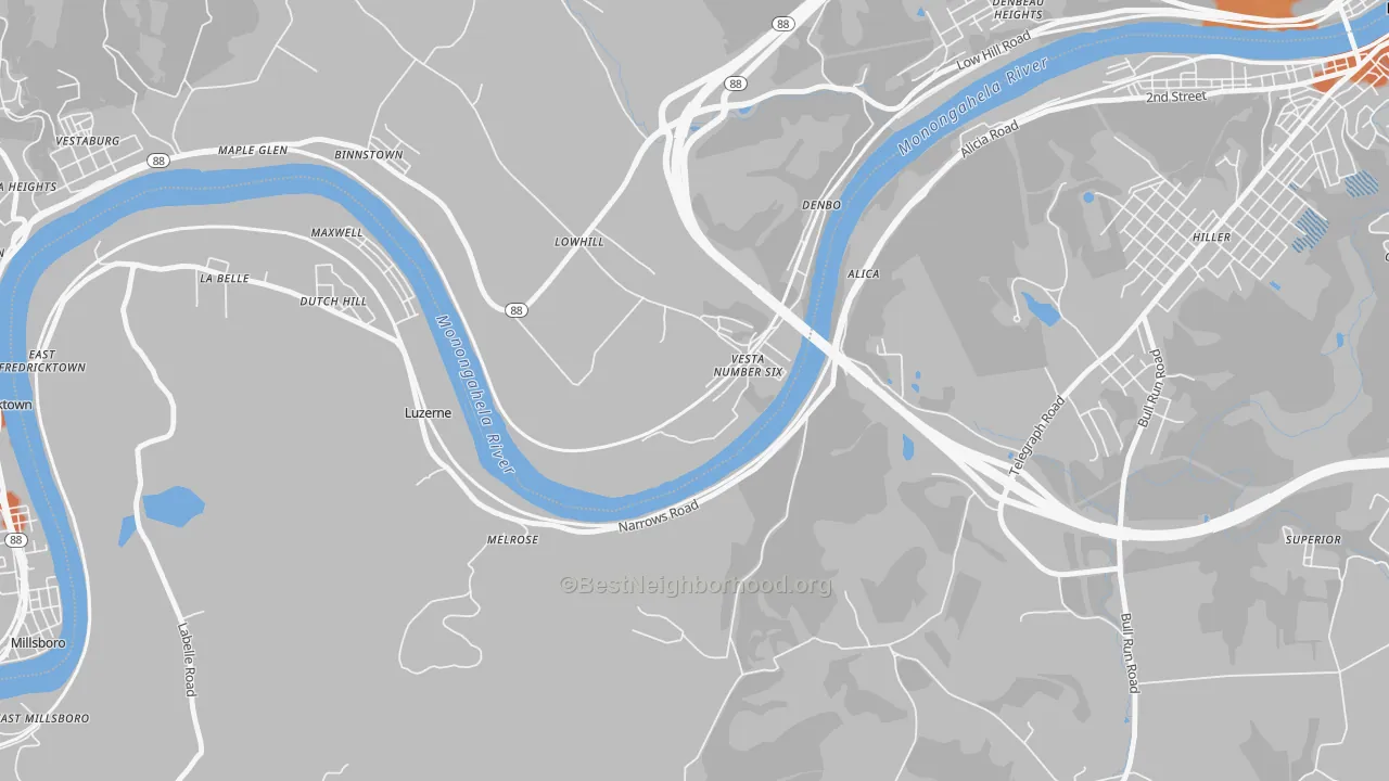 Bike Grade map of 15429, PA