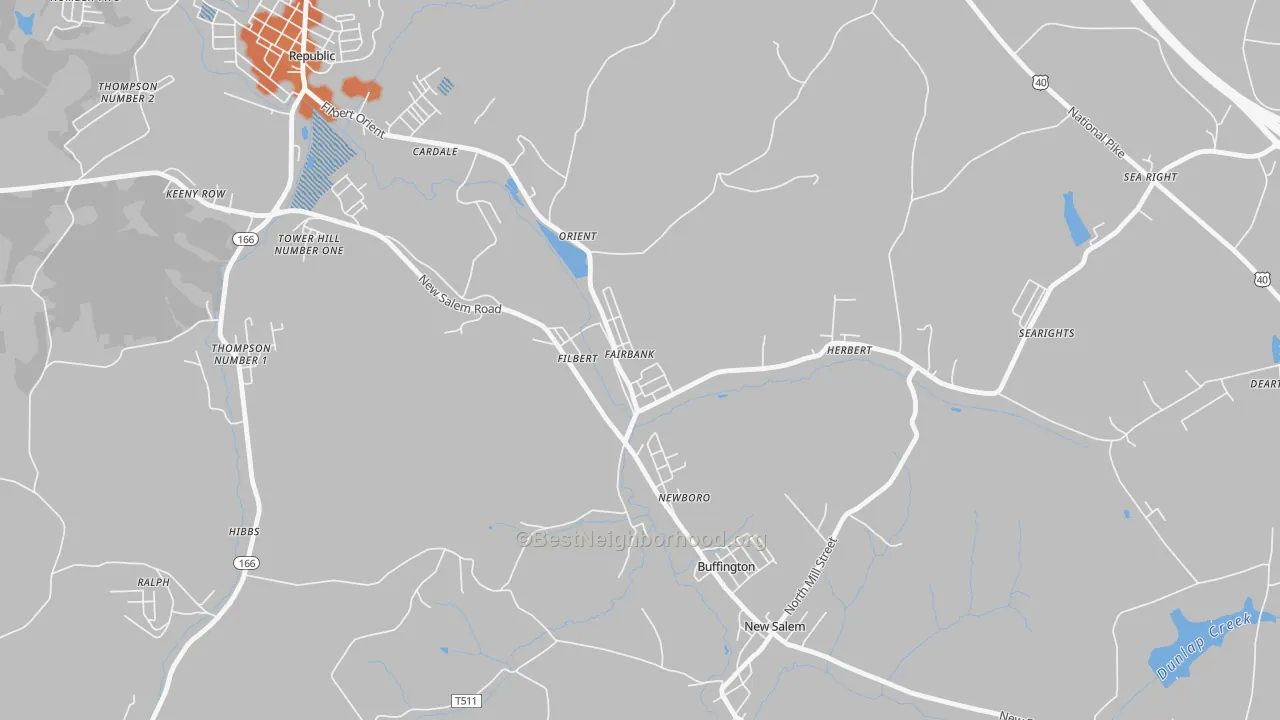Bike Grade map of 15435, PA
