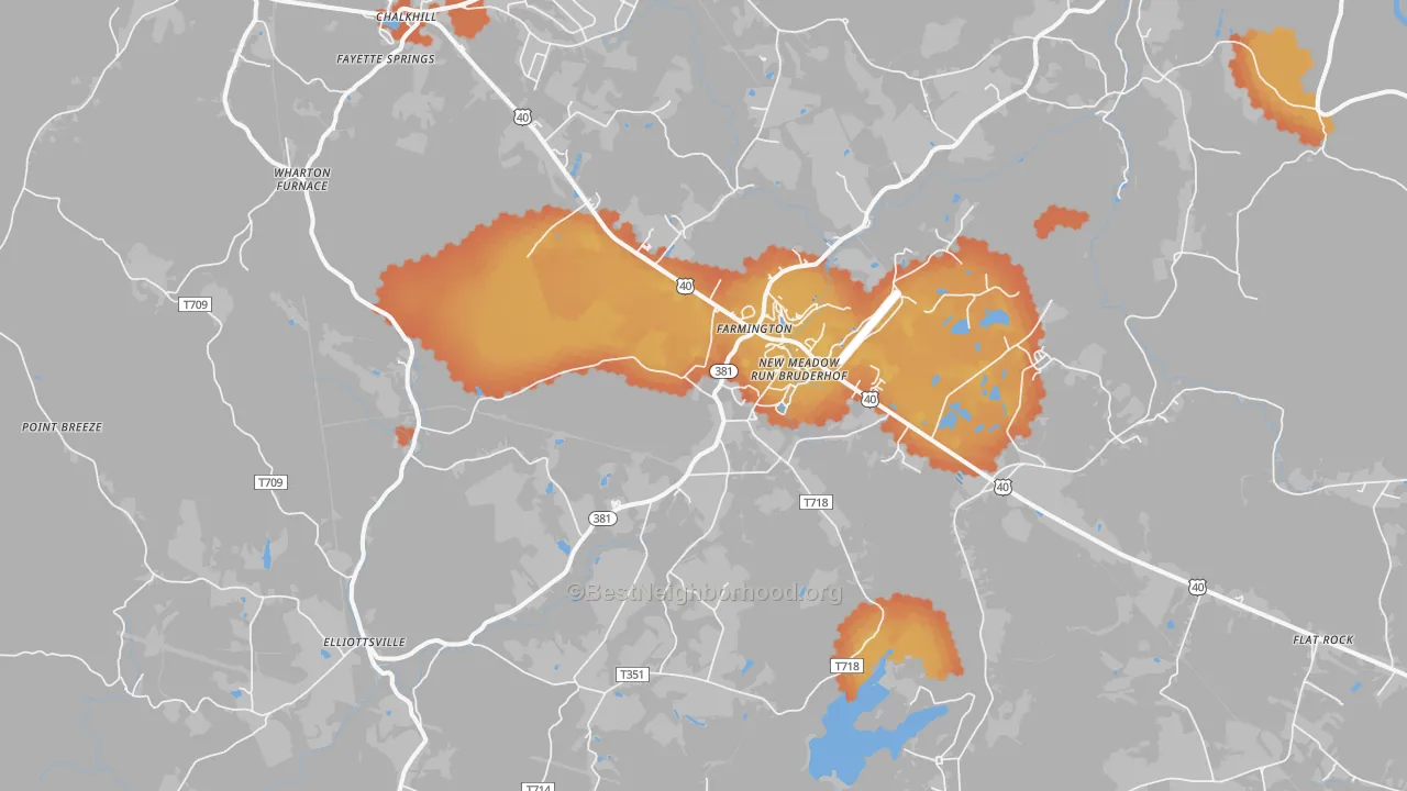 Bike Grade map of 15437, PA