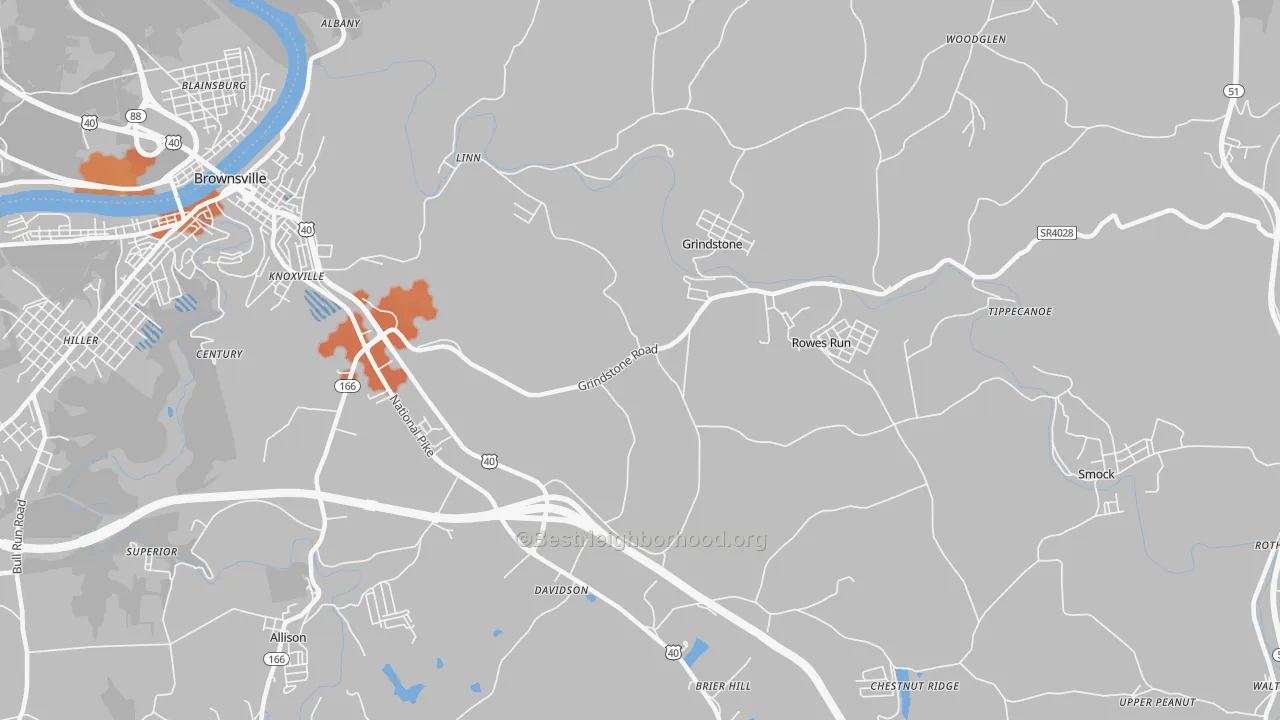 Bike Grade map of 15442, PA