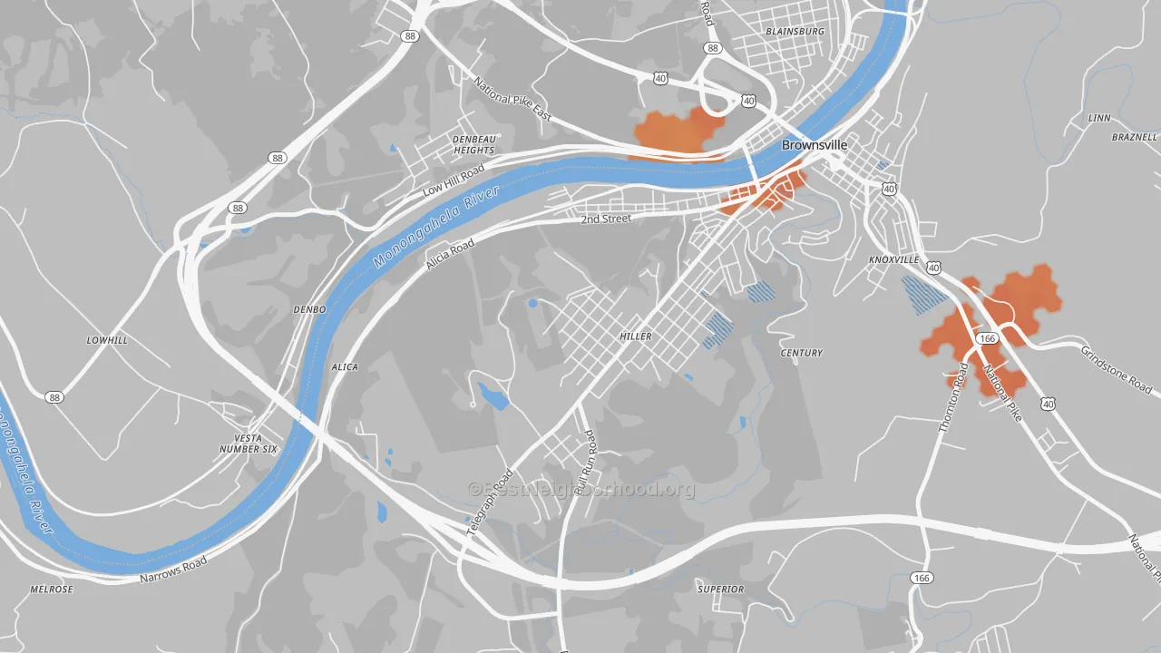 Bike Grade map of 15444, PA