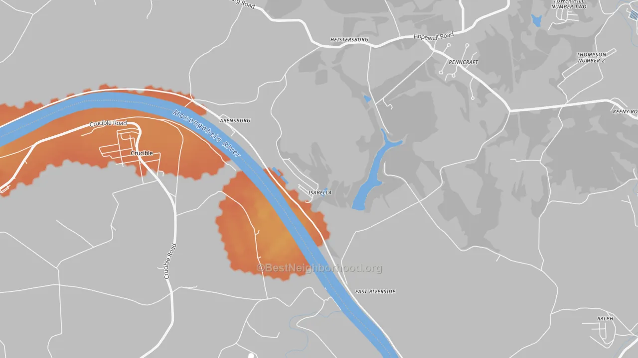 Bike Grade map of 15447, PA