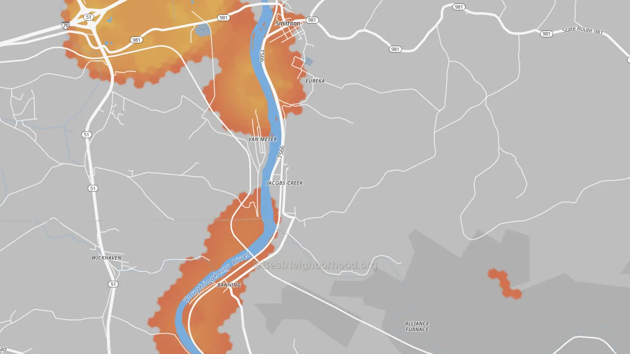 Bike Grade map of 15448, PA