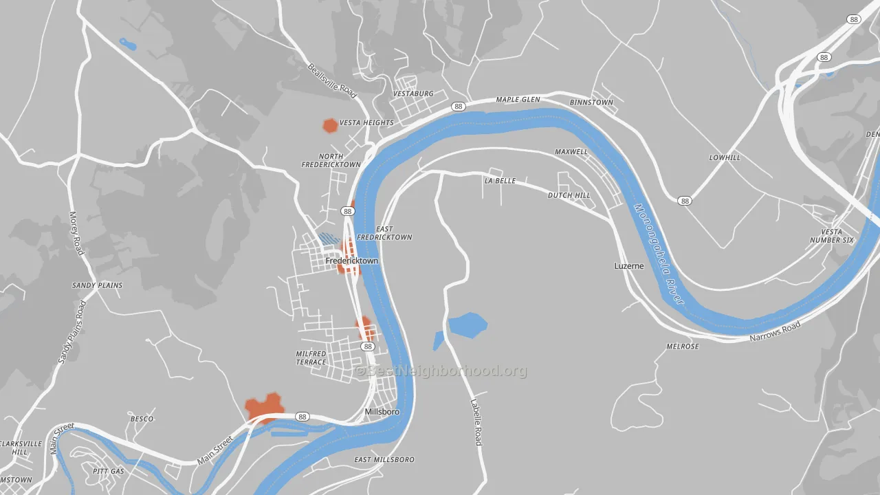 Bike Grade map of 15450, PA