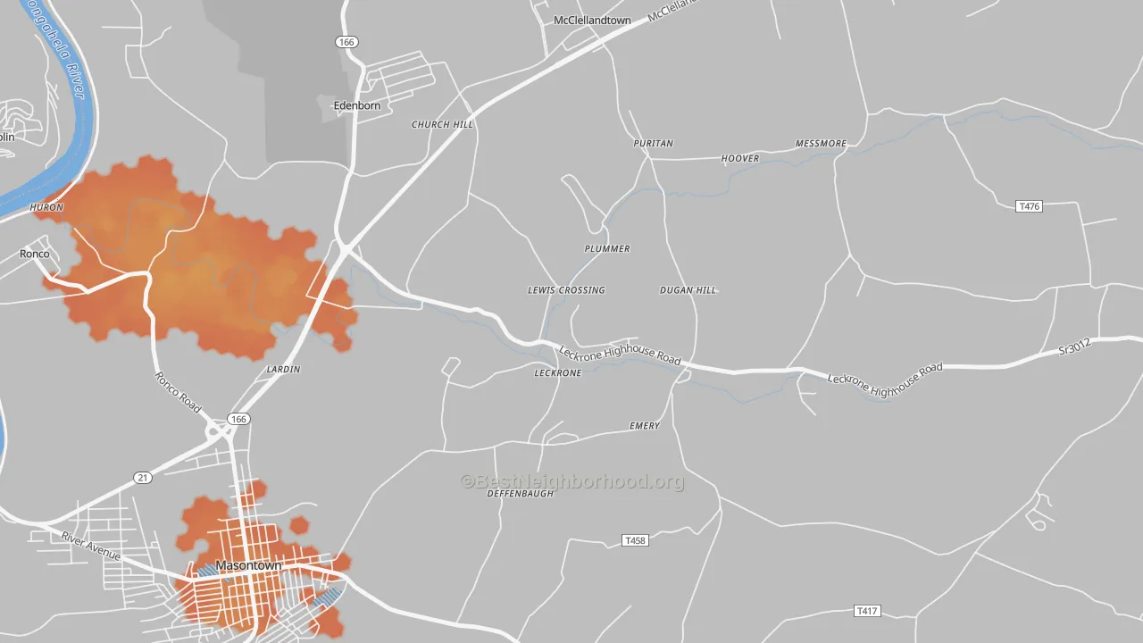 Bike Grade map of 15454, PA