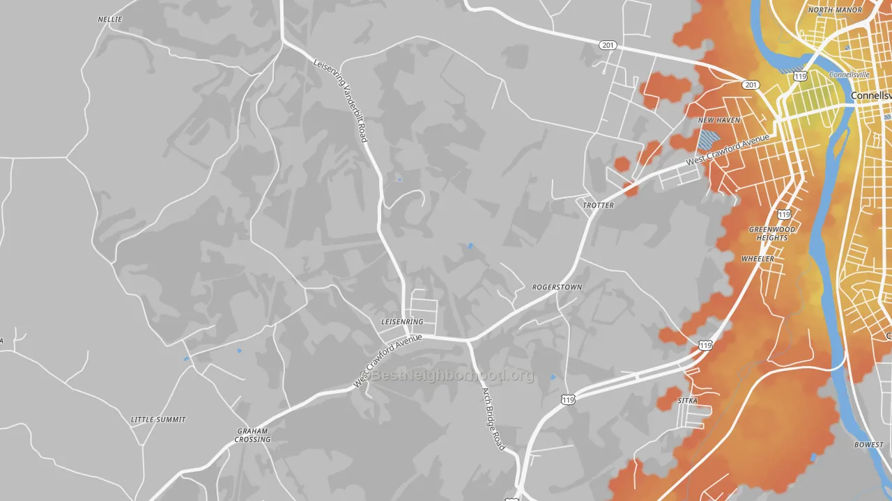 Bike Grade map of 15455, PA