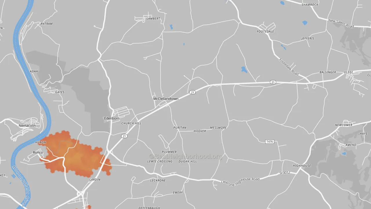 Bike Grade map of 15458, PA