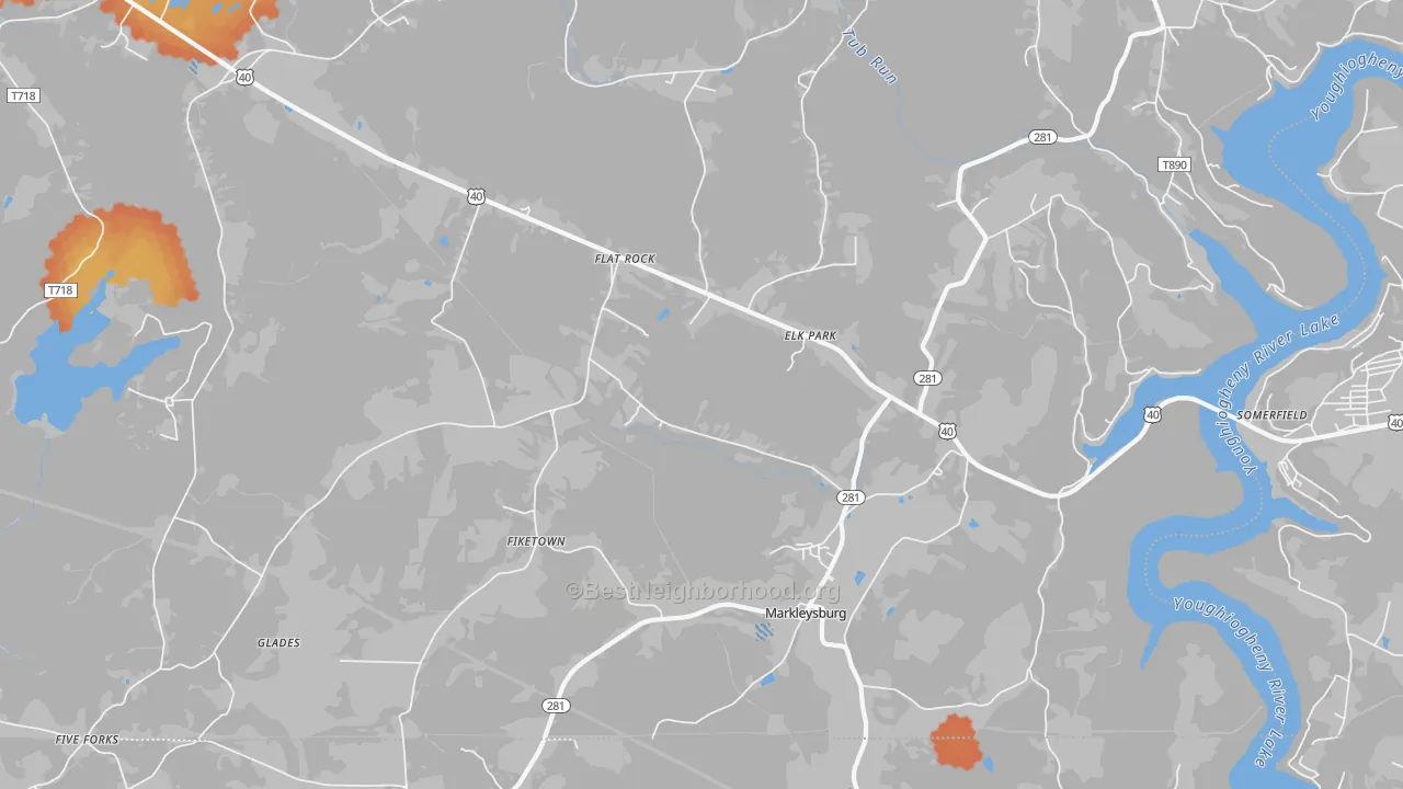 Bike Grade map of 15459, PA
