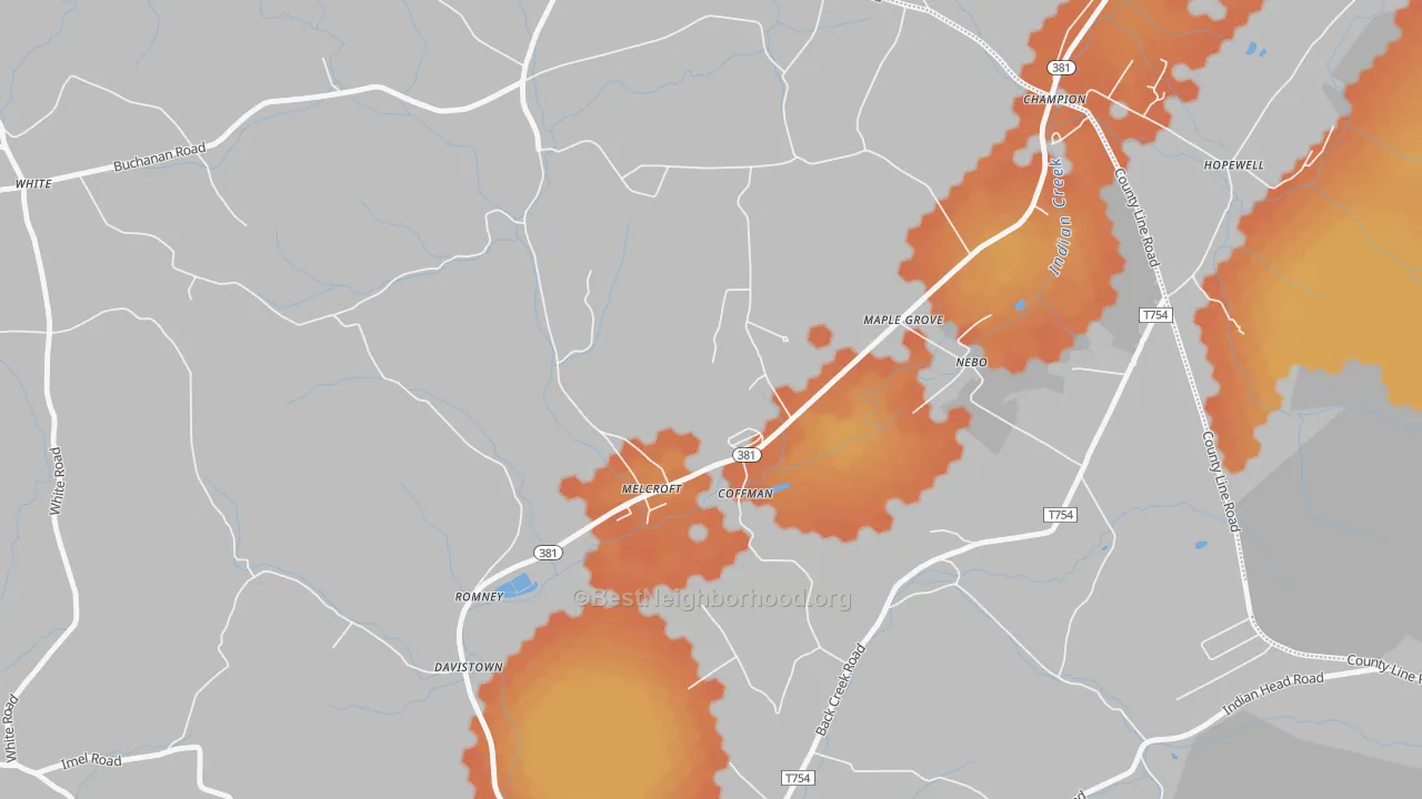 Bike Grade map of 15462, PA