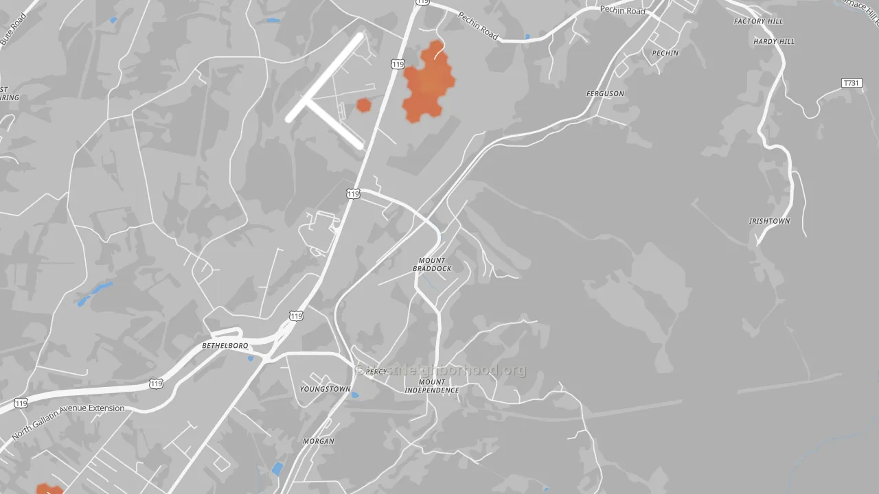 Bike Grade map of 15465, PA