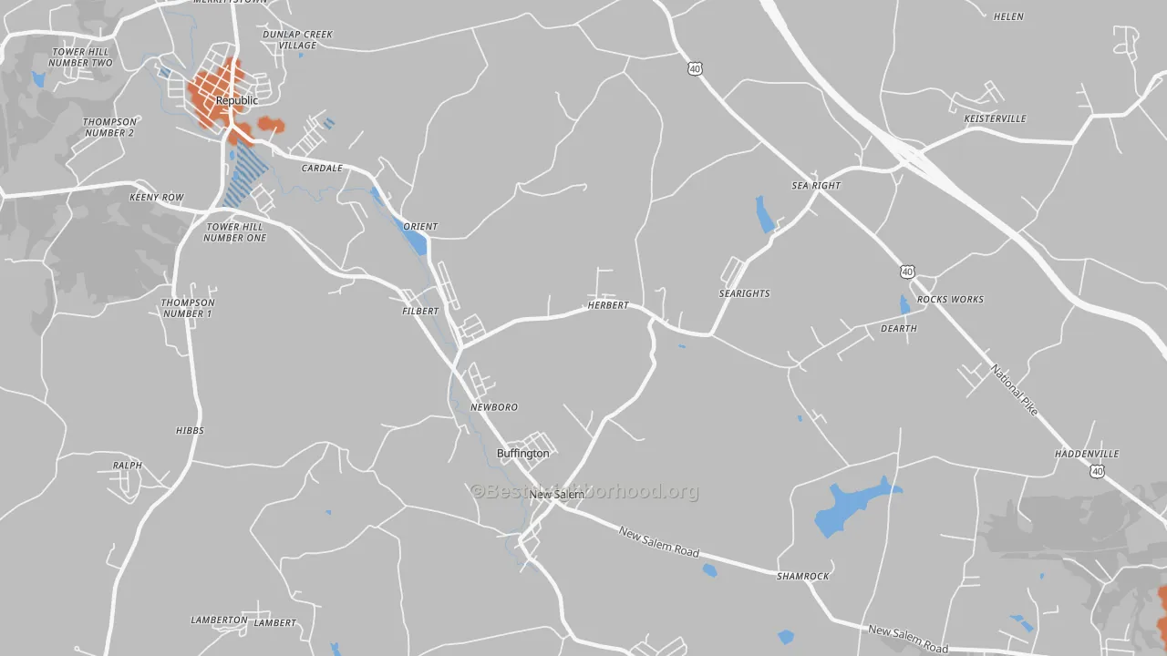 Bike Grade map of 15468, PA