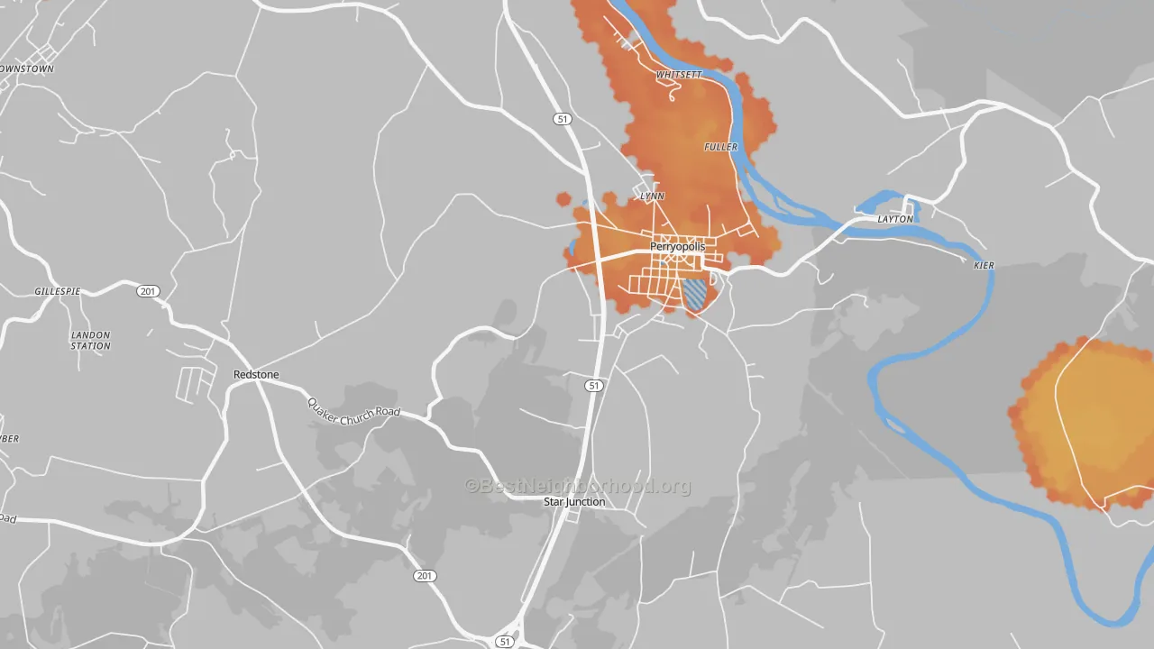 Bike Grade map of 15473, PA