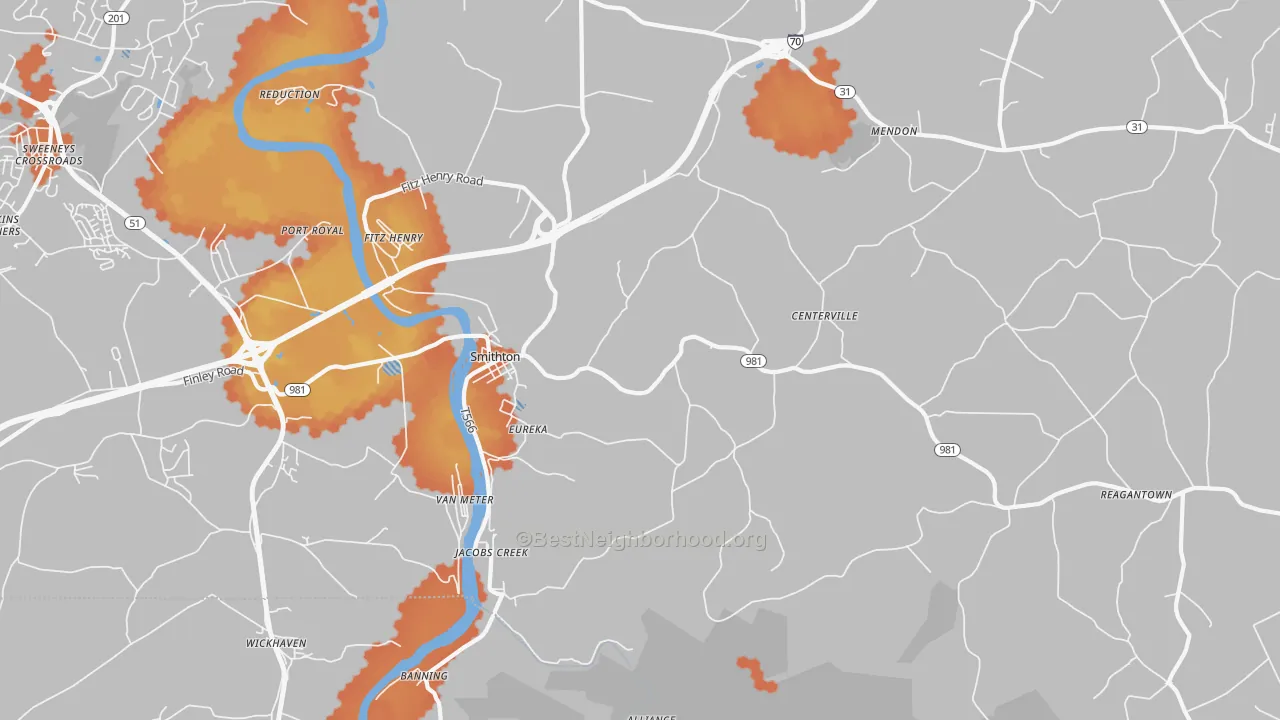 Bike Grade map of 15479, PA