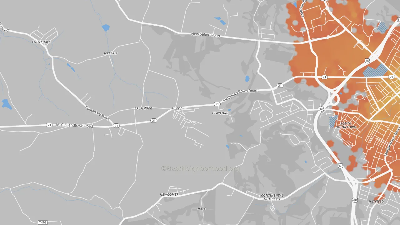 Bike Grade map of 15484, PA