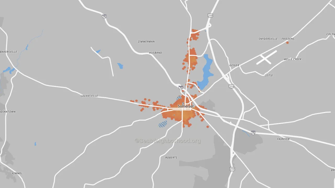 Bike Grade map of 15501, PA