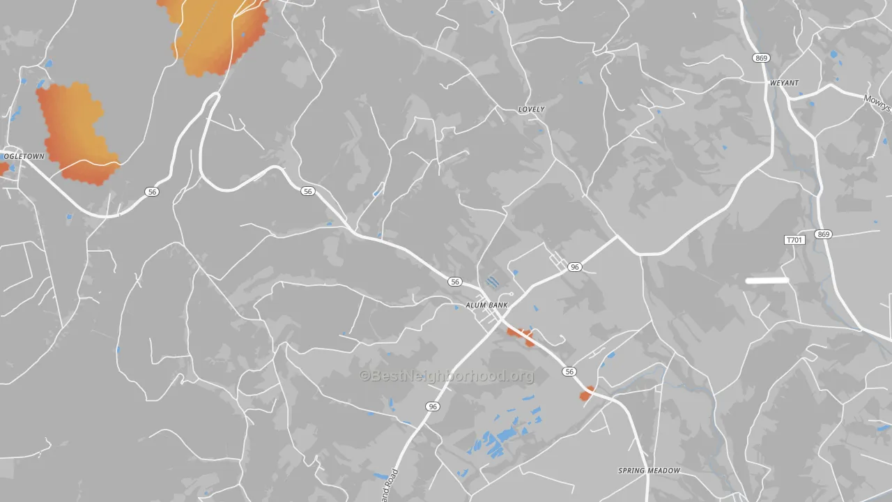 Bike Grade map of 15521, PA