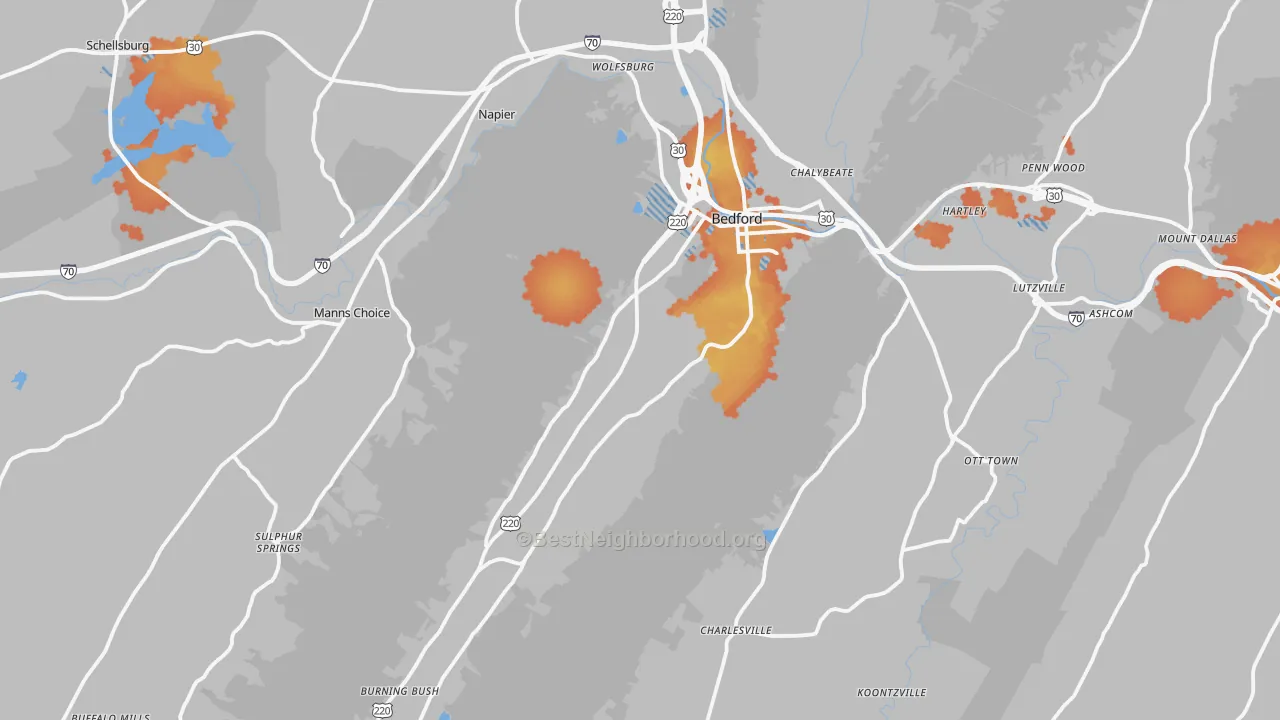 Bike Grade map of 15522, PA