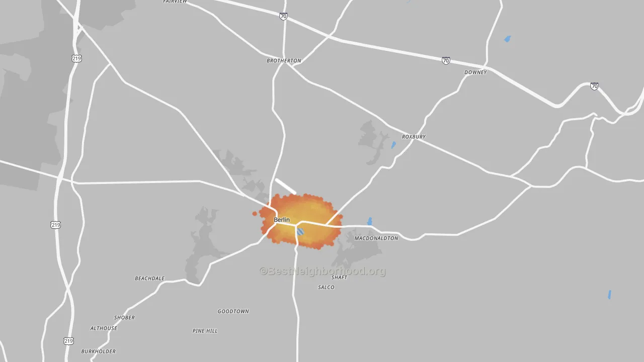 Bike Grade map of 15530, PA