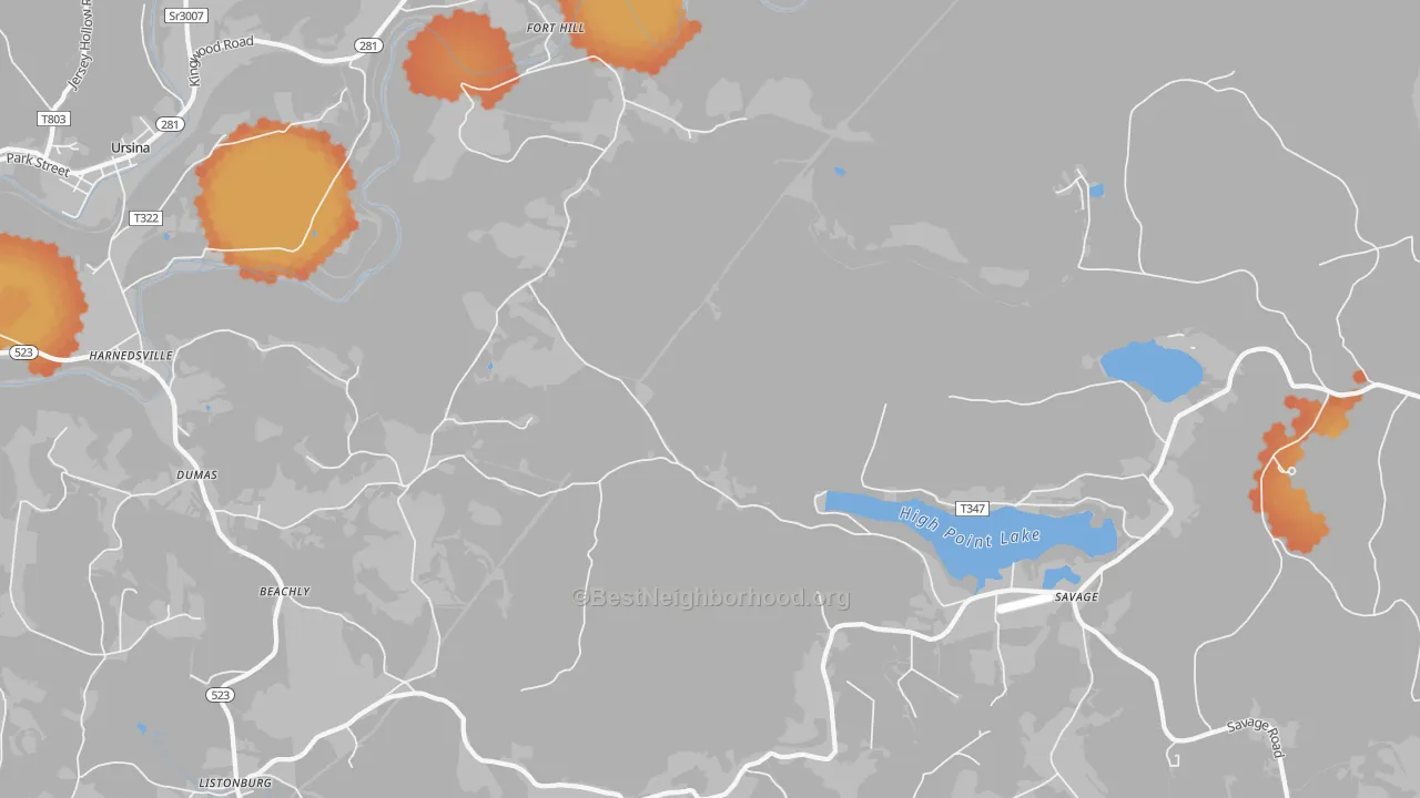 Bike Grade map of 15540, PA