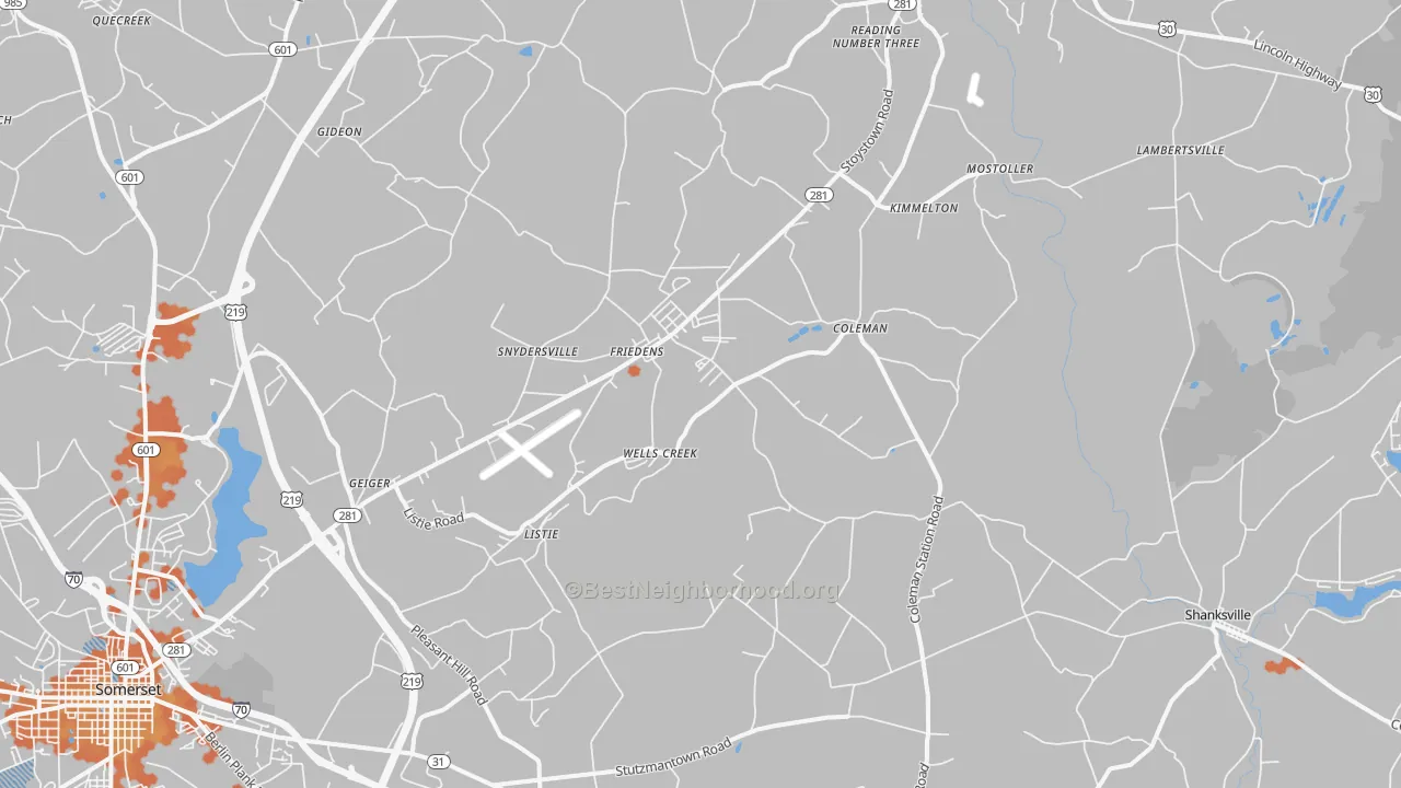 Bike Grade map of 15541, PA