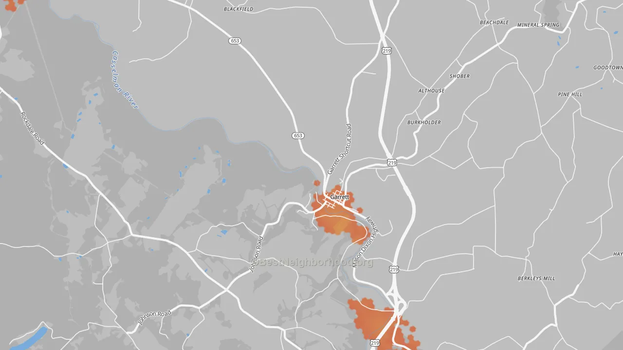 Bike Grade map of 15542, PA