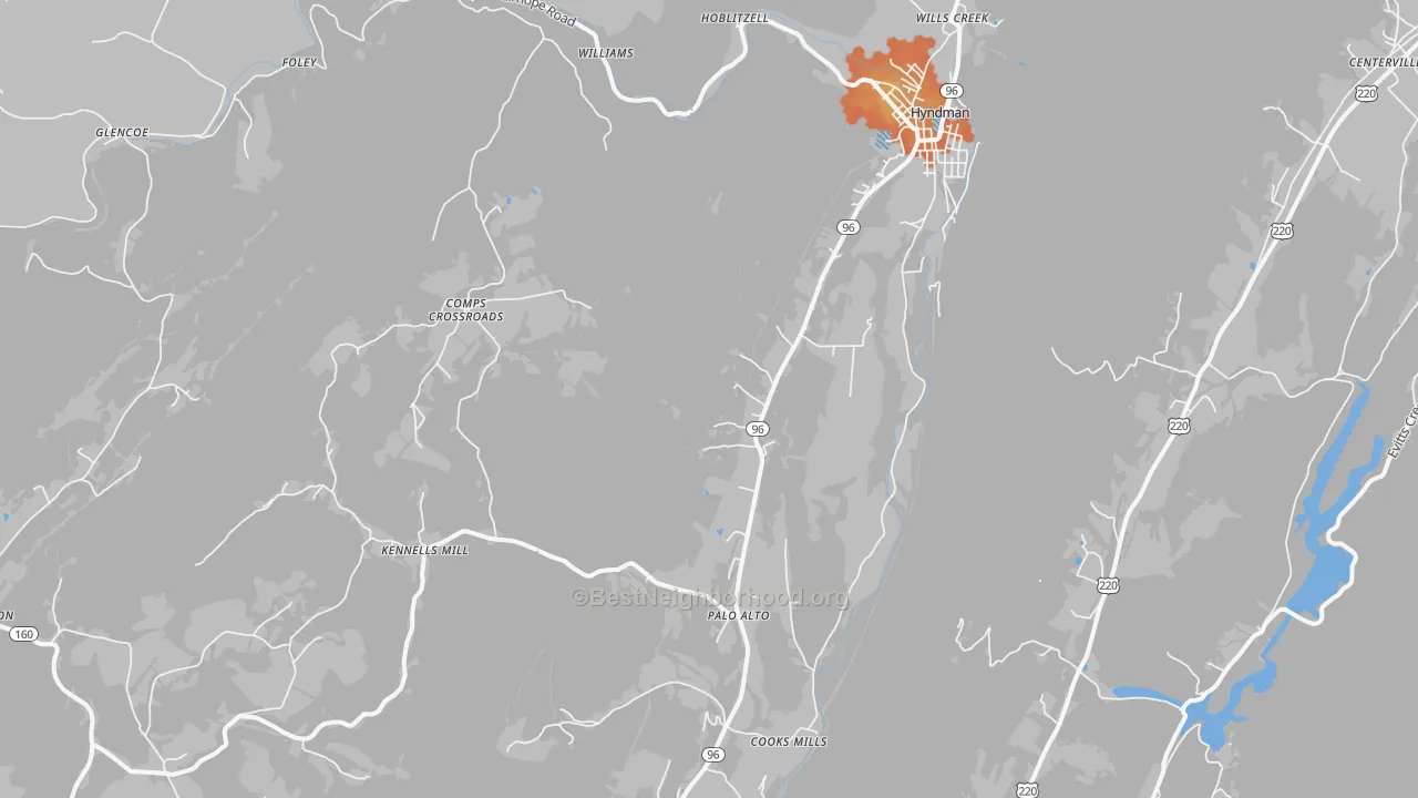 Bike Grade map of 15545, PA