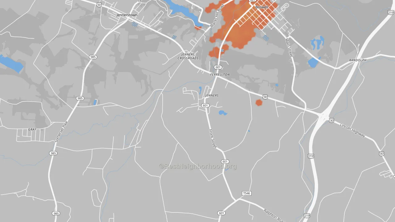 Bike Grade map of 15546, PA