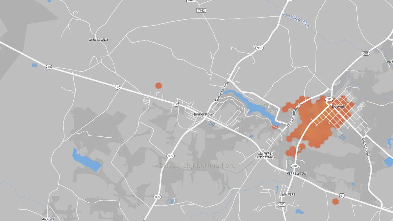 Bike Grade map of 15547, PA